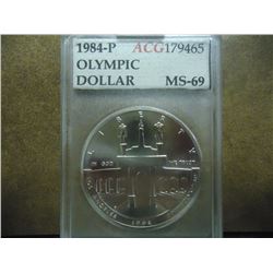 1984-P OLYMPIC SILVER DOLLAR ACG MS69