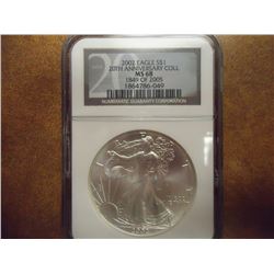 2002 AMERICAN SILVER EAGLE NGC MS68 20TH ANNIV. COLLECTION