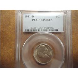 1941-D JEFFERSON NICKEL PCGS MS66FS