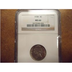 1938 JEFFERSON NICKEL NGC MS66