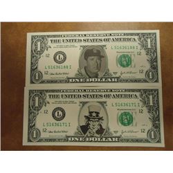 2-2003-A $1 FRN'S NOVELTY NOTES CRISP UNC