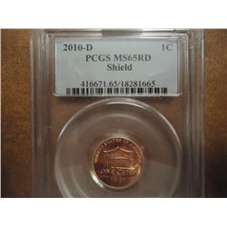 2010-D LINCOLN SHIELD CENT PCGS MS65RD