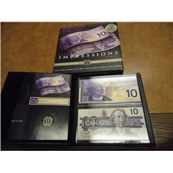1986-2001 CANADA LASTING IMPRESSIONS SET CONTAINS: 2 CRISP UNC $10 BILLS, ORIGINAL ROYAL CANADIAN MI