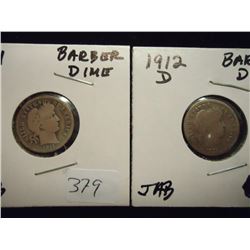 1911-D & 1912-D BARBER DIMES