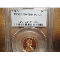2002-S LINCOLN CENT PCGS PR69RD DCAM