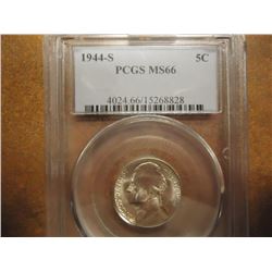1944-S 35% SILVER JEFFERSON WAR NICKEL PCGS MS66