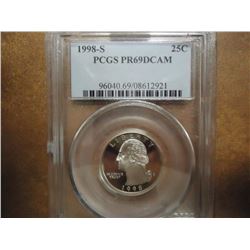 1998-S WASHINGTON QUARTER PCGS PR69 DCAM