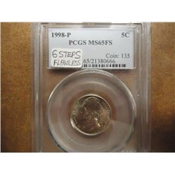 1998-P JEFFERSON NICKEL PCGS MS65FS