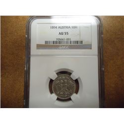 1894 AUSTRIA 10 HELLER NGC AU55