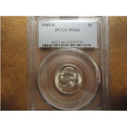 1945-S 35% SILVER JEFFERSON WAR NICKEL PCGS MS66