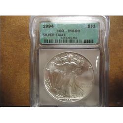 1994 AMERICAN SILVER EAGLE ICG MS69