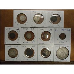 11 COIN US SILVER LOT SEE DESCRIPTION 1856, 1862, 1883, 1889 & 1891 SEATED LIBERTY DIMES, 1897 & 189