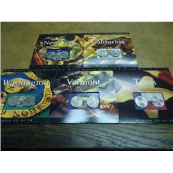 5 ASSORTED 50 STATE QUARTER P & D UNC SETS ORIGINAL US MINT PACKAGING, 2005 CALIFORNIA, 2001 NEW YOR