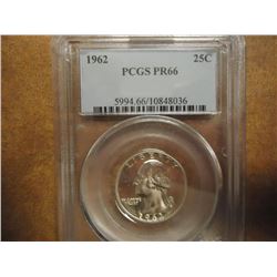 1962 WASHINGTON SILVER QUARTER PCGS PR66