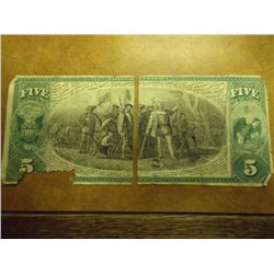 $5 LARGE SIZE US NATIONAL CURRENCY KL#1101 FR#397 TYPE ORIG, SIGNATURES COLBY / SPINNER. AS SHOWN RI