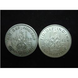 1937 & 1941 GREAT BRITAIN SILVER SHILLINGS