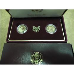 1997-W GOLD PROOF & UNC SET ROOSEVELT MEMORIAL CONTAINS: 2-$5 GOLD COINS, ORIGINAL US MINT PACKAGING