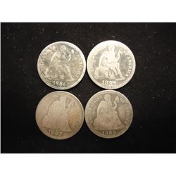 1886,87,87 & 1889 SEATED LIBERTY DIMES