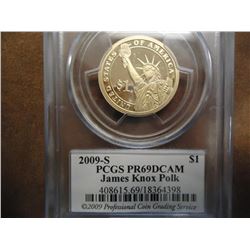 2009-S POLK DOLLAR PCGS PR69 DCAM