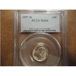 1957-D SILVER ROOSEVELT DIME PCGS MS66