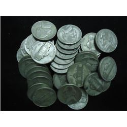 ROLL OF 40-1943-S 35% SILVER JEFFERSON WAR NICKELS