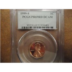 1999-S LINCOLN CENT PCGS PR69RD DCAM