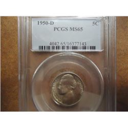 1950-D JEFFERSON NICKEL KEY DATE PCGS MS65