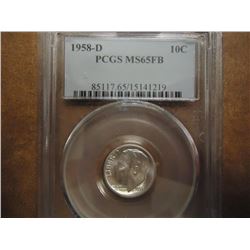 1958-D SILVER ROOSEVELT DIME PCGS MS65FB