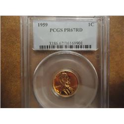 1959 LINCOLN CENT PCGS PR67RD
