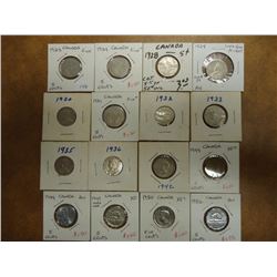 16 CANADA 5 CENTS DATES RANGE 1923-1952