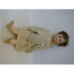 A HEUBACH BISQUE HEAD DOLL, brown wig, sleeping eyes, open mouth, jointed limbs, length 68cm  30-...