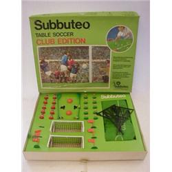 A BOXED SUBUTEO TABLE SOCCER CLUB EDITION GAME, 1970's, instructions and additional boxed/unboxed...