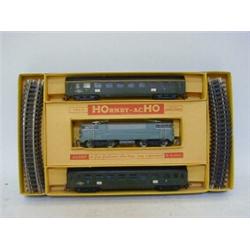 A BOXED HORNBY-ACHO TRAIN SET, No.610, pantograph locomotive, two coaches and track  80-100...