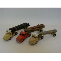 THREE UNBOXED FRENCH DINKY TOYS LUMBER TRUCKS, No's 39 and 36 (3)  30-40...