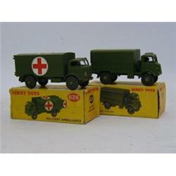 A BOXED DINKY TOYS MILITARY AMBULANCE, No.626, driver, no windows, and a boxed Army Covered Wagon...