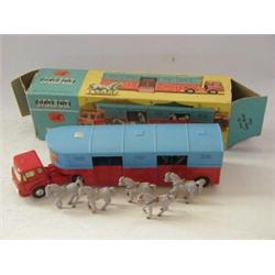 A BOXED CORGI MAJOR TOYS CIRCUS HORSE TRANSPORTER, No.1130, red and blue, spun hubs, horse head d...