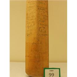 Brian Close cricket bat with the signatures of the 1970s county teams of Surrey, Yorkshire and De…
