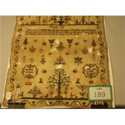 Early 19c Christmas Day sampler dated May12th 1820, (some damage), 16x13"…