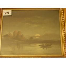 19c framed oil on canvas 'The Norfolk Broad' by J B Pyne, 8x9", bears Fine Art Society label on r…