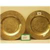 Image 1 : Two brass dragon plates signed on reverse with embossed dragons and character marks, 10" diameter…