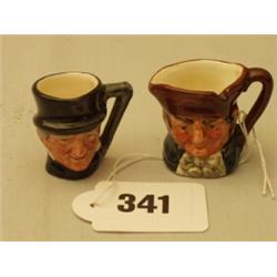 Two tiny Royal Doulton character jugs 'Old Charlie' and 'John Peel'…