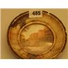 Image 1 : Early 19c sepia watercolour landscape in round marble frame, 5" diameter…