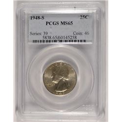 1948-S WASHINGTON QUARTER, PCGS MS-65