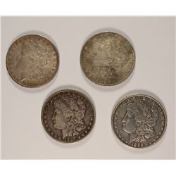 ( 4 ) NICE CIRCULATED MORGAN SILVER DOLLARS: 1884-O, 1886, 1887 & 1889