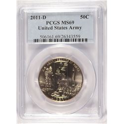 2011-D US ARMY COMMEM HALF PCGS MS-69
