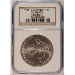 1996-D OLYMPIC TENNIS SILVER DOLLAR NGC MS-69