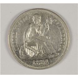 1884-S SEATED LIBERTY DIME AU