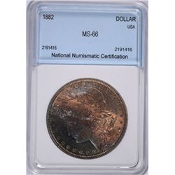1882 MORGAN DOLLAR NNC MS-66 RAINBOW OBVERSE