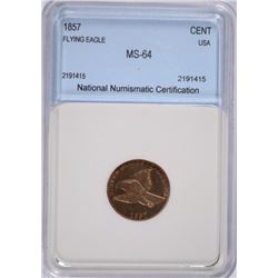 1857 FLYING EAGLE CENT NNC MS-64