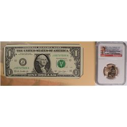 2014 COIN & CURRENCY SET (2014-D SACAGEWEA DOLLAR NGC SP-69 ENHANCED FINISH)